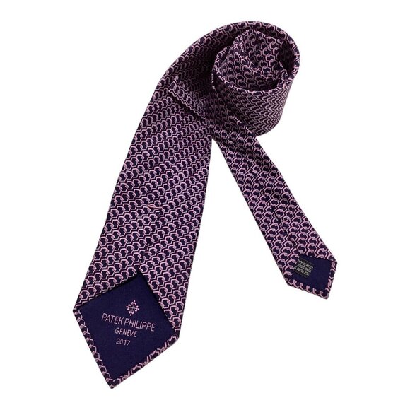 PATEK PHILIPPE Blue Pink Geometric Luxury Designer Silk Tie France W: 3.2" EX CD - Picture 2 of 7